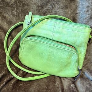 Tignanello Lime Green Leather Crossbody Bag